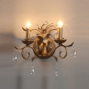 Traditional Two Light Wall Sconce with Gold Leaf  Finish and Clear Lead Crystal