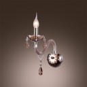 Brilliant Crystal Wall Sconce Personifies Graceful Scrolling and Amber Crystal Drops