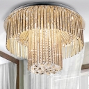 Shinning Crystal Accented Flush Mount with Round Chrome Finished Canopy