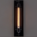 Retro Loft Pipe Steam LED Wall Sconce in Black with Wire Cage Stairs Hallway Porch Wall Lighting