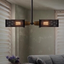 Wrought Iron Short Cylinder Net Industrial Linear Pendant