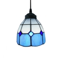 5.5 Inch Width Tiffany Style Polygon Shape Shade Mini Pendant Light