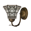 Black and White Beautiful Pattern Wrought Iron Wall Sconce in Tiffany Style