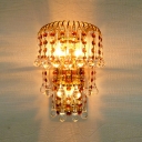Ravishing Gold Finish and Strands of Amber Crystal Beads Add Charm to Glamorous Three-light Wall Light Fixture