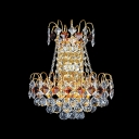 Stylish Double Light Wall Sconce Features Contemporary Gold Finish and Dazzling Crystal