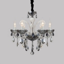 Graceful Crystal Scrolls and Charming Gray Crystal 6 Candle Lights Chandelier