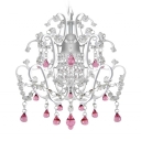 Beautiful Mini Pendant Light Chandelier Hanging Sparkling Clear Crystal Strands and Pink Drops