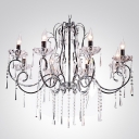 Chrome Finished 8-Light Crystal Strands and Droplets Contemporary Chandelier
