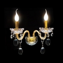 Two Candle Light and Dazzling Clear Crystal Formed the Delightful Magnificent Wall Sconce