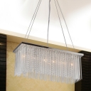 Exquisite Glamour Defines Dazzling Pendant Light with Crystal Falls from Silver Finished Frame