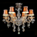 Sparkling Hand Cut Rock Crystal Drops Beautiful Pattern Bell Shades 6-Light Classic Chandelier