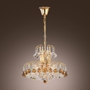 Elegant and Luxurious Gold Crystal Pendant Light Shine with Amber and Clear Crystal Balls