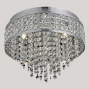 Graceful Metal Cut Shade Crystal Beads Embedded and Dropped Round Flush Mount Lights