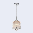 Grand Modern Multi-Light Pendant Adorned with Three Delicate Rectangular Shades Hanging Beautiful Crystal Teardrops