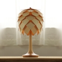All Wooden Crafted Pinecone Table Accent Lamp