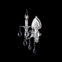 Luxurious Modern Wall Sconce Features Delicate Silver Detailing Base and Crystal Beads with Single Light