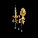Luxurious European Style Single Light Wall Sconce with Golden Detailing Base and Elegant Crystal Drops