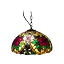 Colorful Floral Tiffany Glass Shaded Two-light Mini Pendant with Lively illumination Effect