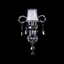 Stunning Single Light Wall Sconce  with Grand Iron Scrolling Arms and Graceful Crystal Accents