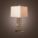 Sophisticated Table Lamp Design Combines Sparkling Crystal and White Square Lamp Shade