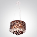 Modern Red Pendant Light Supports Waterfall of Sparkling Crystals Provides Alluring Opulent Radiance