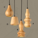 Novelty Gourd Shaped Solid Wood Design Mini Pendant Light In Modern Style