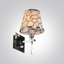 Sophisticated Refined Silver Finished Crystal Accent Wall Sconce with Delicate Block Patterned Fabric Shade