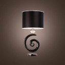 Whimsical Black Fabric Drum Shade and G-like Center Support Crystal Accent Chic Dimmer Table Lamp