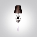 Tempting Modern One Light  Wall Light Fixture Offers Gleaming Chrome Finish and Faceted Crystal Drop