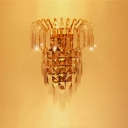 Shimmering Strands of  Clear Crystal Hang From Wall Scone with Gold Finish