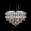 Contemporary Chrome Finished Metal Shade Pendant Light Droping Cluster of Clear Crystal Diamonds