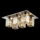 6-Light Rectangular Canopy and Crystal Cube Shade Flush Mount in 25.9