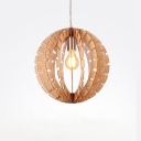 Wooden Chip Design Round Ball Shaped Designer Large Pendant Light