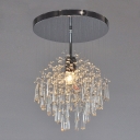 Stunning 12” Width Semi Flush Ceiling Light Features Polished Chrome Finish and Beautiful Faceted Crystal Beads Falls