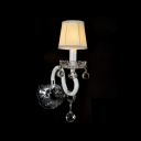 Adorable Single Light  Wall Sconce Completed with Graceful Scrolling Arm and Beige Fabric Shade