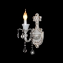 Fantastic All White Clear Crystal Wall Sconce with Delicate Scuplture
