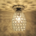 Bold and Intriguing Oval Metal Shade Semi-Flush Mount Accented by Crystals