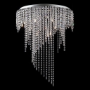Sparkling Crystal Beads Curtain Chrome Finished Stainless Steel Canopy 9-Light Flush Mount