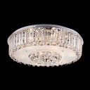 6-Light Crystal Fringe and Globes Flush Mount with Graceful Stainless Steel Canopy