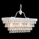 European Style 3- Lights Island Pendant Lighting Composed with White Finish Metal Frame and Crystal Drops