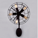 LOFT Industrial Novelty Wrought Iron Fan LED Wall Sconce