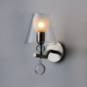 Amazing 5.5‘’ Wide and 8.6‘’ High Modern Wall Sconce Adorned with Clear Glass Shade and Crystal Ball
