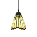 Rustic Vintage Tiffany Style Mini Pendant Light with Fan Shape Shade