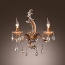Sophisticated European Style Crystal Beading and Drops add Charm to Unparalleled Wall Sconce
