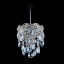Glamorous and Bold Chrome Finished Metal Shaded Mini Pendant Accented by Delicate Crystals