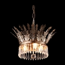 Modern and Enticing Chandelier Features Stunning Design Finished in Brass Hanging Faceted Crystals