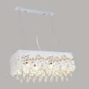 Pendant Light Adorned with Flower Motif  Shade and Clear Crystal Drops Creating Fashion Touching