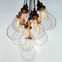 Edison Bronze 10 Light LED Hanging Multi Pendant with Clear Glass
