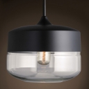 Short Round Mini Industrial Black/White Socket Pendant Light