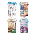 Sandy Beach Letter Floral Print T-Shirt in Loose Fit